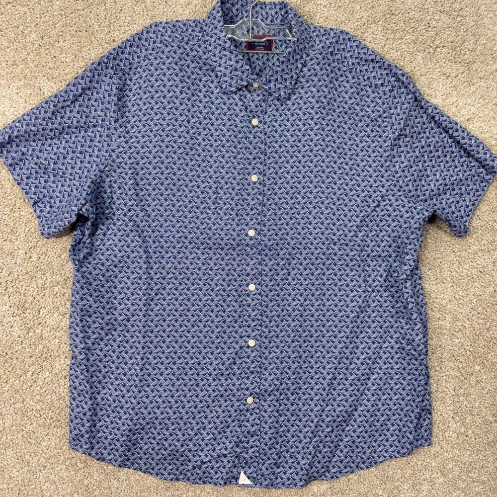 UNTUCKIt Linen Product Type Mens XXL Silineo Navy Geometric Button Down EUC